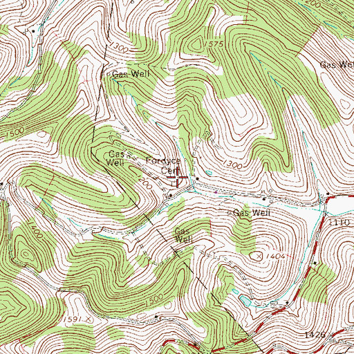 Topographic Map of Fordyce Cemetery, PA