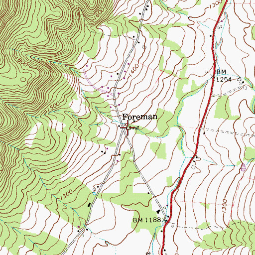 Topographic Map of Foreman, PA