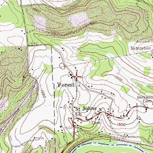 Topographic Map of Forest, PA