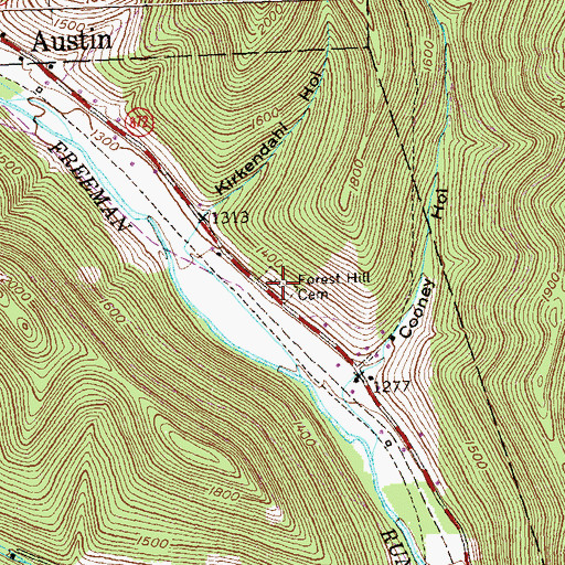 Topographic Map of Forksville Cemetery, PA