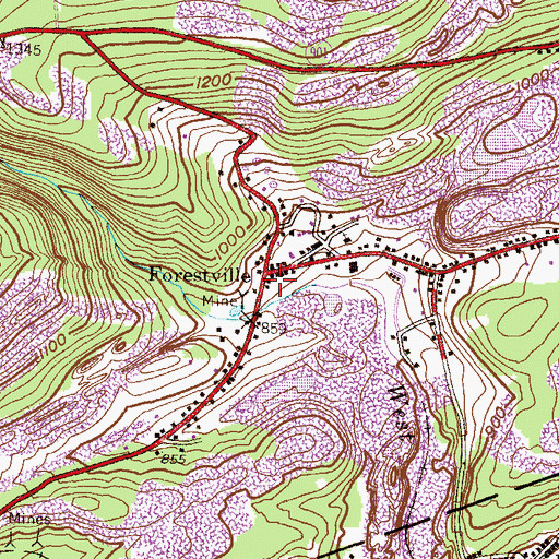 Topographic Map of Forestville, PA