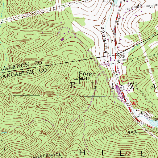 Topographic Map of Forge Hill, PA