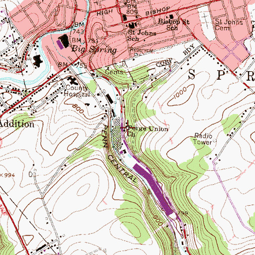 Topographic Map of Forge Union Church, PA