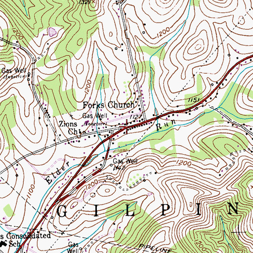 Topographic Map of Forks Church, PA