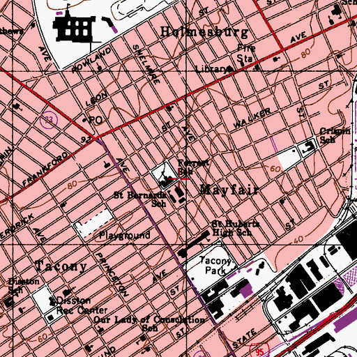Topographic Map of Forrest School, PA