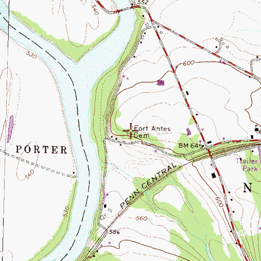 Topographic Map of Fort Antes Cemetery, PA