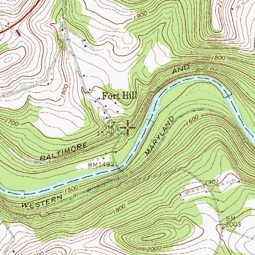 Topographic Map of Fort Hill, PA