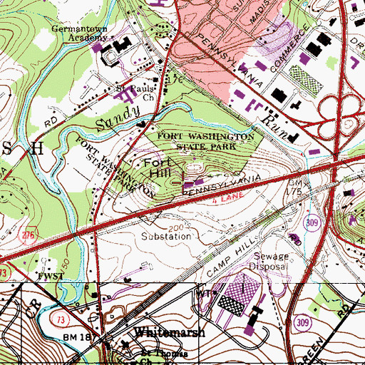 Topographic Map of Fort Hill, PA