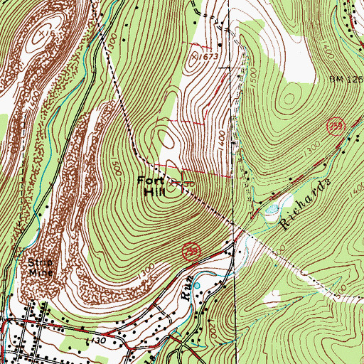 Topographic Map of Fort Hill, PA
