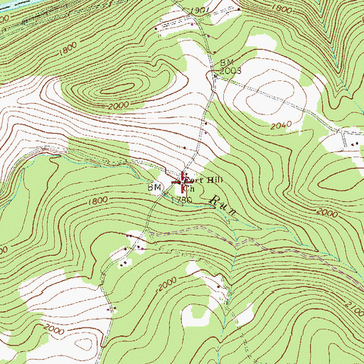 Topographic Map of Fort Hill Church, PA