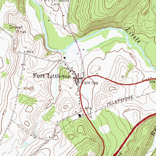 Topographic Map of Fort Littleton, PA