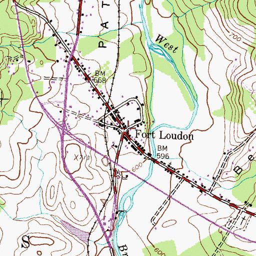 Topographic Map of Fort Loudon, PA