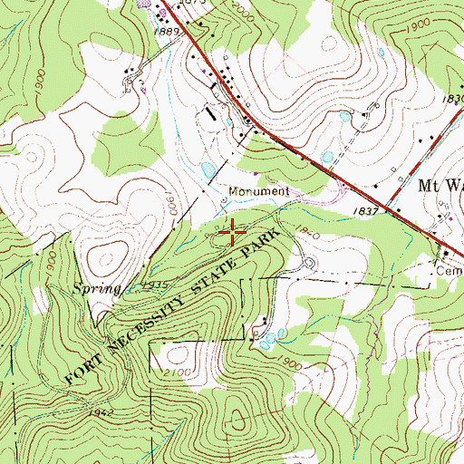 Topographic Map of Fort Necessity State Park, PA