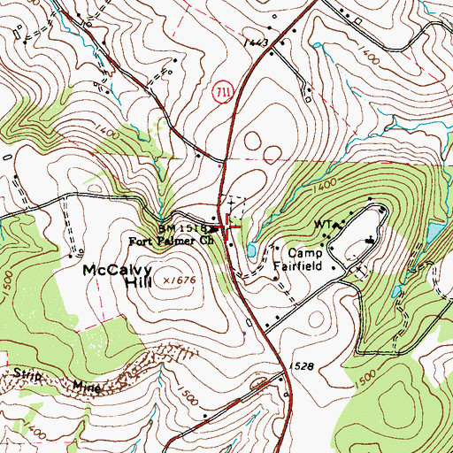 Topographic Map of Fort Palmer Church, PA