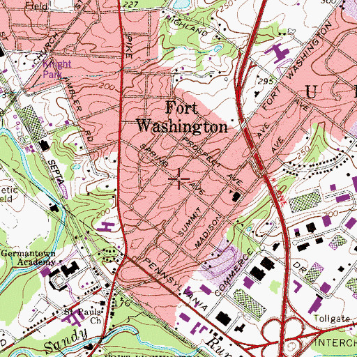 Topographic Map of Fort Washington, PA