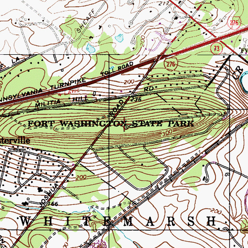 Topographic Map of Fort Washington State Park, PA