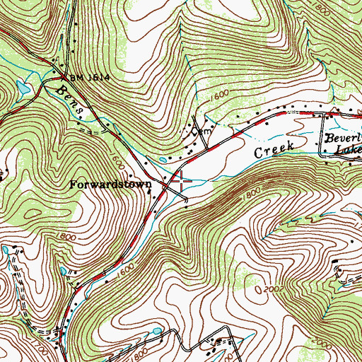 Topographic Map of Forwardstown, PA