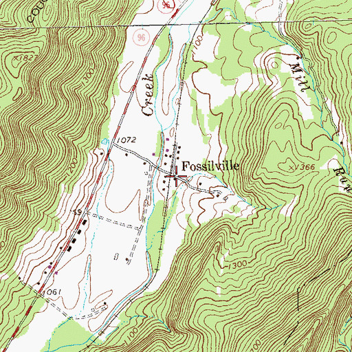 Topographic Map of Fossilville, PA