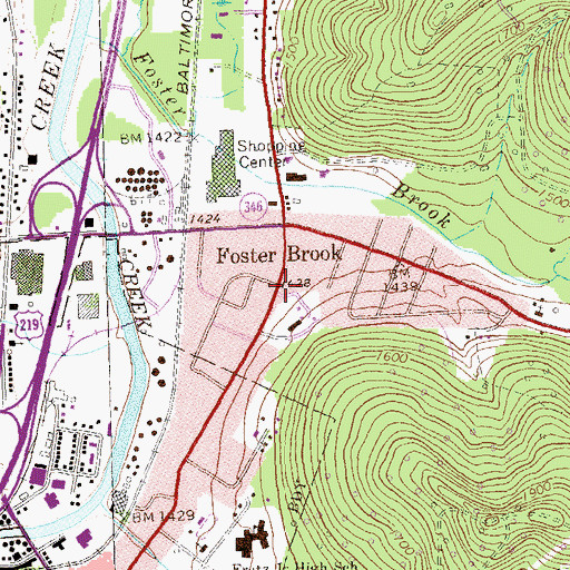Topographic Map of Foster Brook, PA