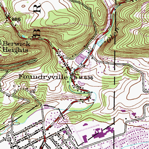Topographic Map of Foundryville, PA