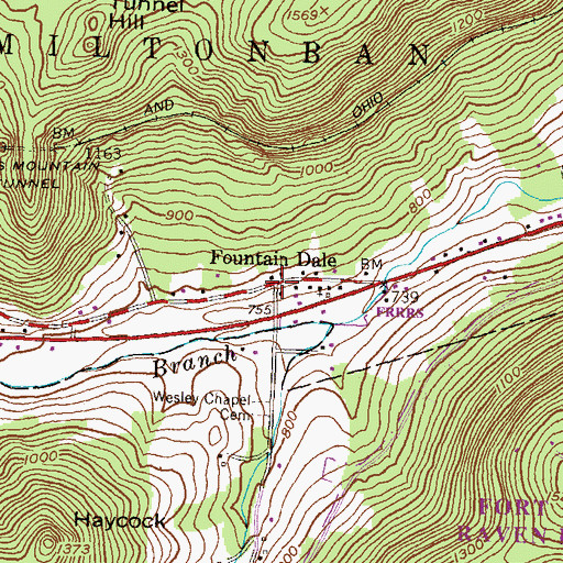 Topographic Map of Fountain Dale, PA