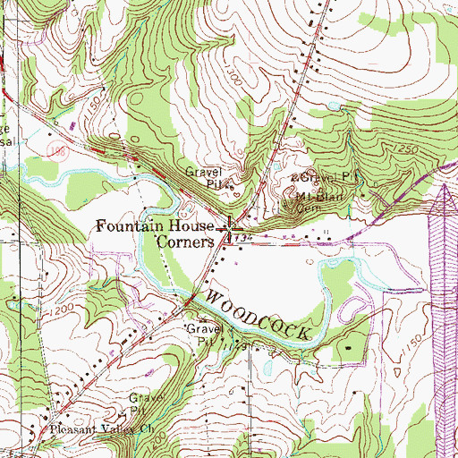Topographic Map of Fountain House Corners, PA