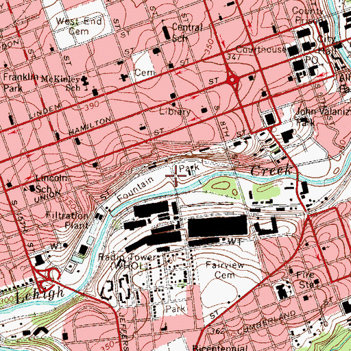 Topographic Map of Fountain Park, PA