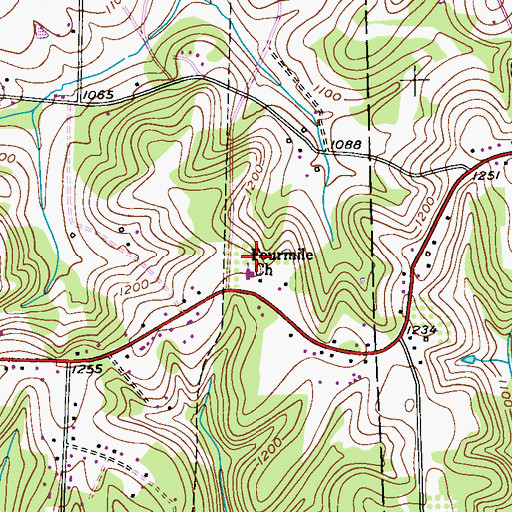 Topographic Map of Fourmile Church, PA