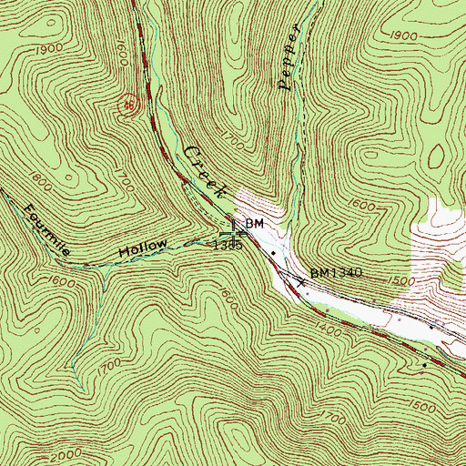 Topographic Map of Fourmile Hollow, PA