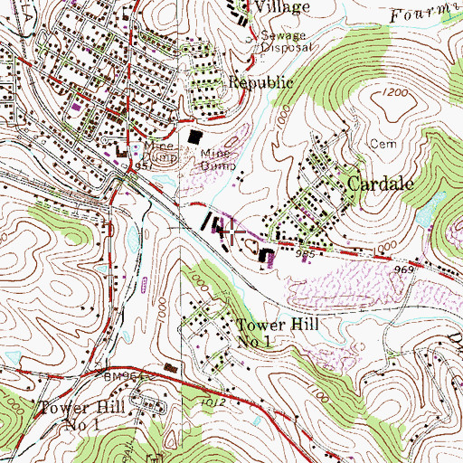 Topographic Map of Fourmile Run, PA