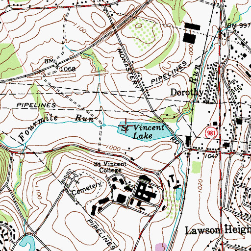 Topographic Map of Fourmile Run, PA