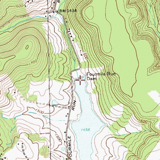 Topographic Map of Fourmile Run Dam, PA