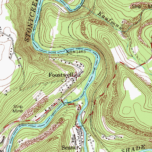 Topographic Map of Foustwell, PA