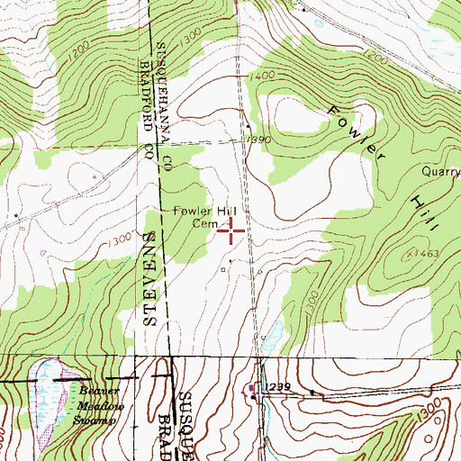 Topographic Map of Fowler Hill Cemetery, PA