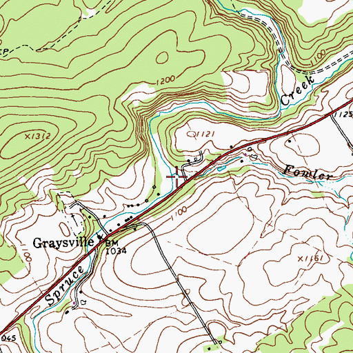 Topographic Map of Fowler Run, PA