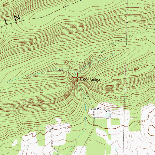 Topographic Map of Fox Gap, PA