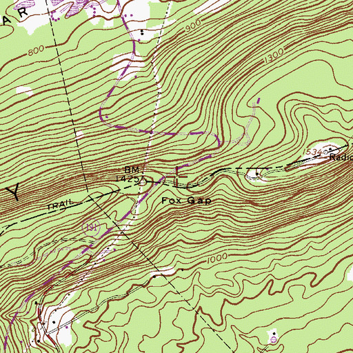 Topographic Map of Fox Gap, PA