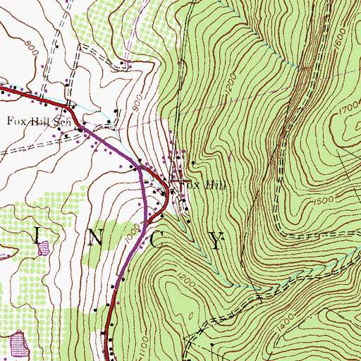 Topographic Map of Fox Hill, PA