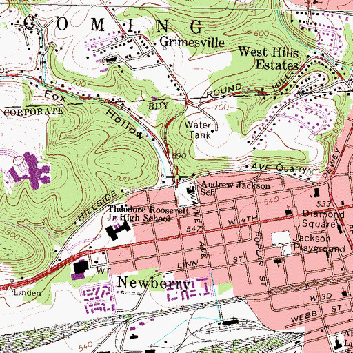 Topographic Map of Fox Hollow, PA