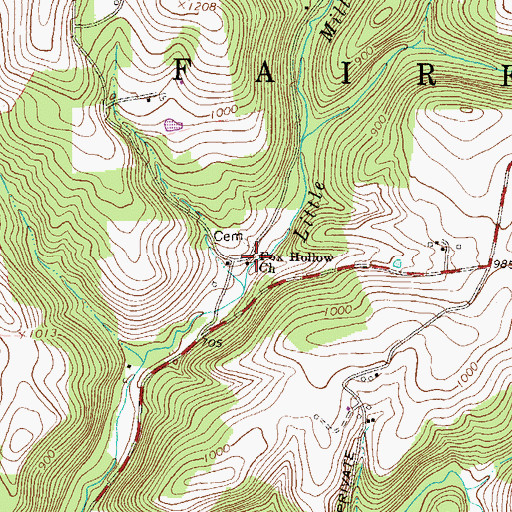 Topographic Map of Fox Hollow Church, PA