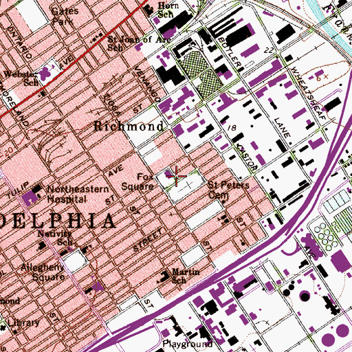 Topographic Map of Fox Square, PA