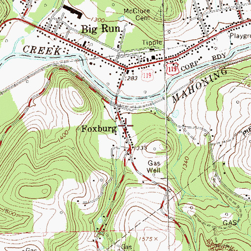 Topographic Map of Foxburg, PA
