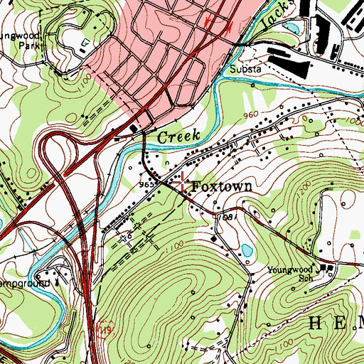 Topographic Map of Foxtown, PA