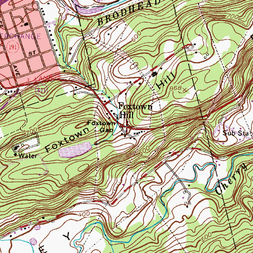 Topographic Map of Foxtown Gap, PA