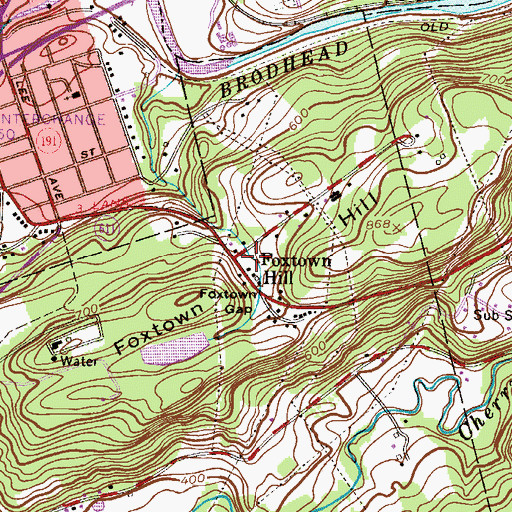 Topographic Map of Foxtown Hill, PA