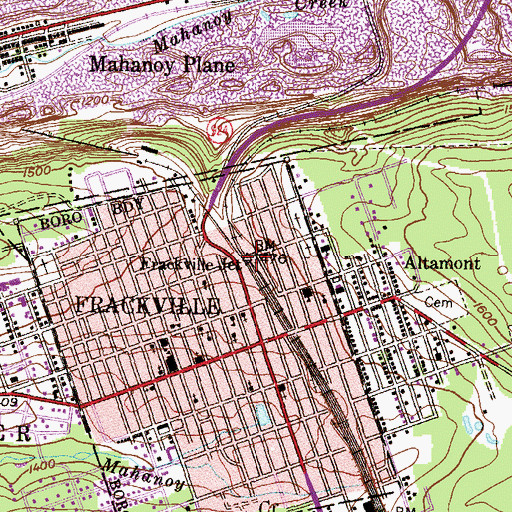 Topographic Map of Frackville Junction, PA
