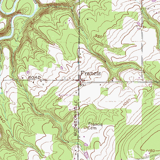 Topographic Map of Francis, PA