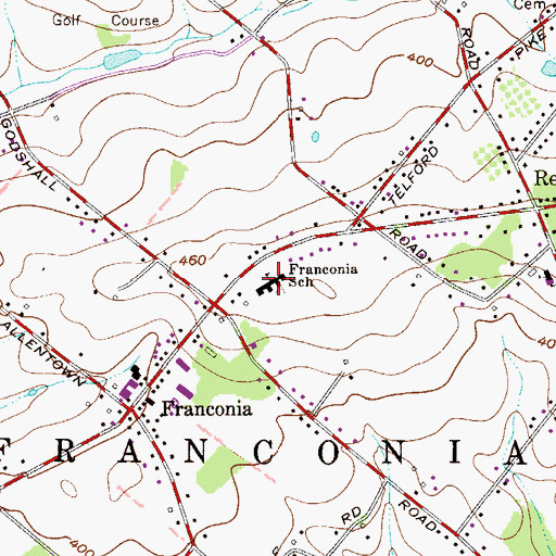 Topographic Map of Franconia School, PA