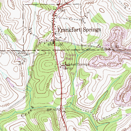 Topographic Map of Frankfort Springs Grange, PA