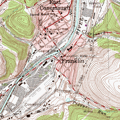 Topographic Map of Franklin, PA